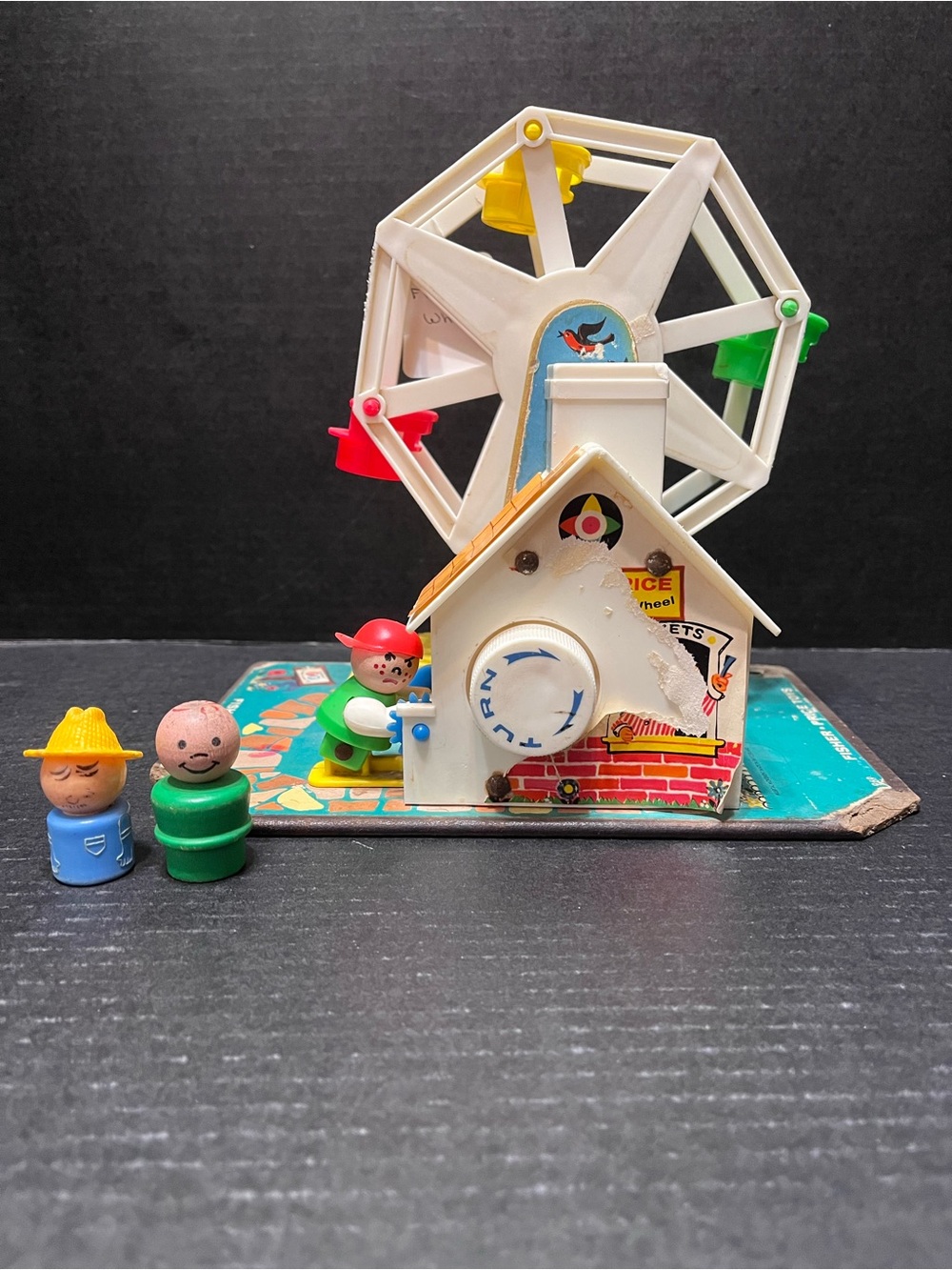 Vintage  Fisher-Price Ferris Wheel with 2 original Little People figures